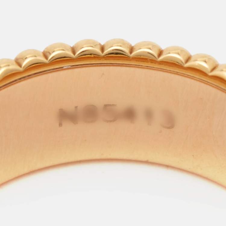 Pre Owned Boucheron Quatre Classique Brown PVD 18k Three Tone Gold Ring Size 49
