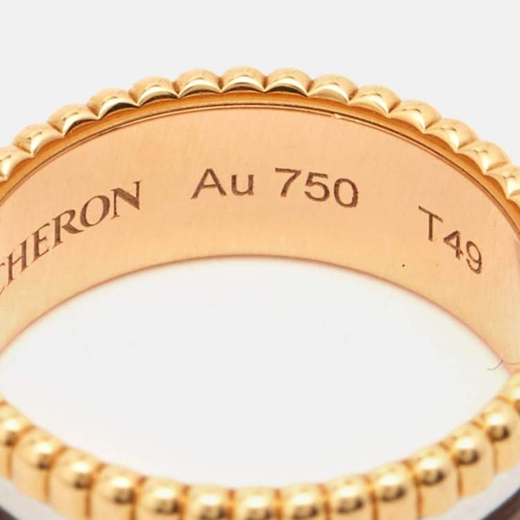 Pre Owned Boucheron Quatre Classique Brown PVD 18k Three Tone Gold Ring Size 49