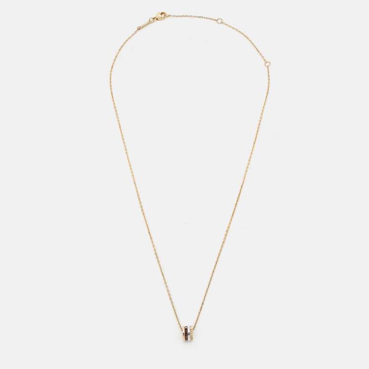 Pre Owned Boucheron Quatre Classique Diamond PVD 18k Three Tone Gold Mini Pendant Necklace
