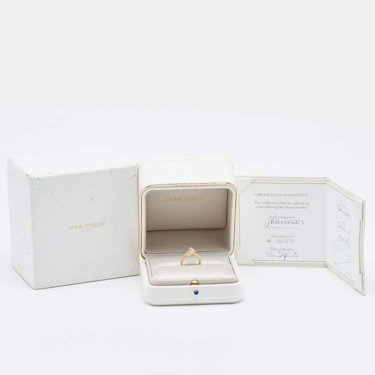 Pre Owned Boucheron Serpent Boheme Toi et Moi XS Motif Diamond 18k Yellow Gold Ring Size 53