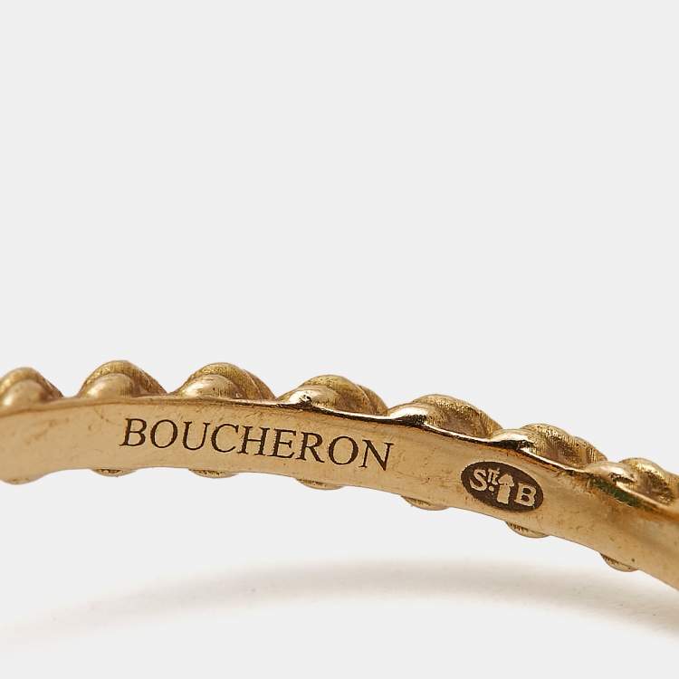 Pre Owned Boucheron Serpent Boheme Malachite 18k Yellow Gold S Motif Ring Size 51