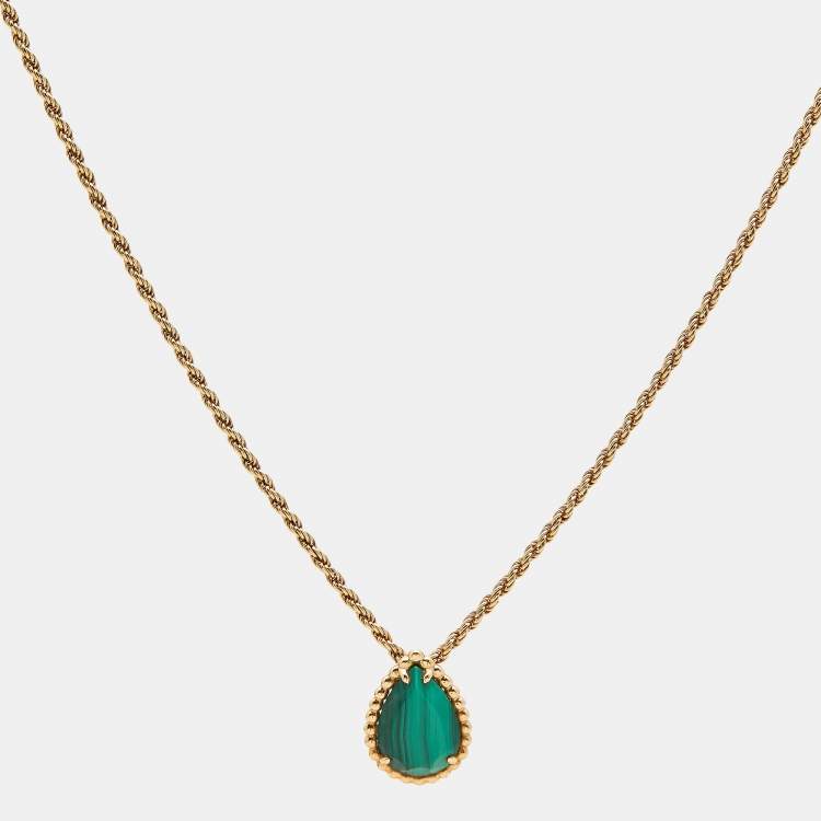 Pre Owned Boucheron Serpent Boheme Malachite 18k Yellow Gold S Motif Necklace