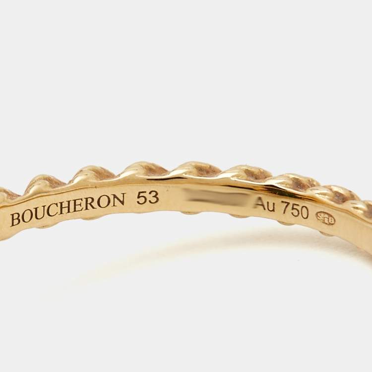 Pre Owned Boucheron Serpent Boheme Malachite 18k Yellow Gold S Motif Ring Size 53