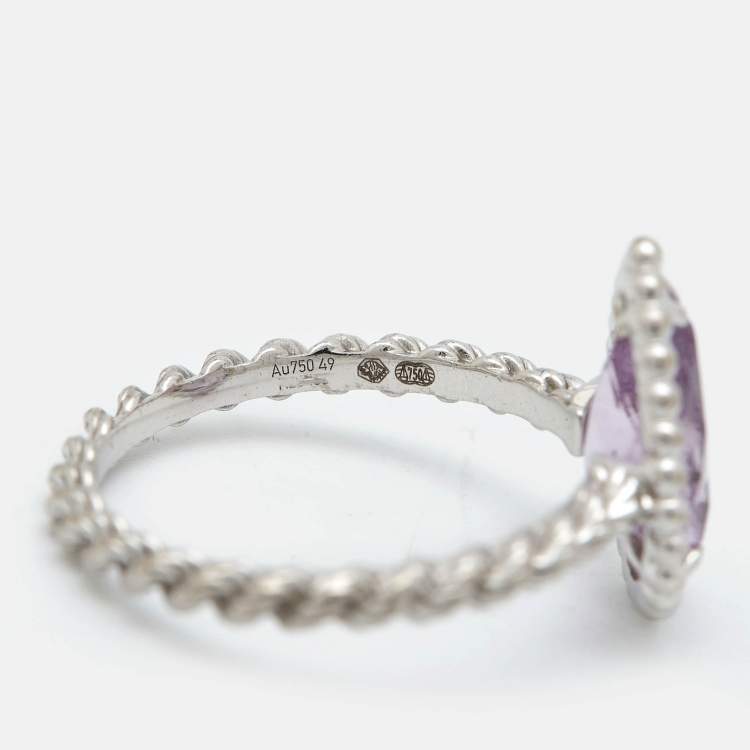 Pre Owned Boucheron Serpent Boheme  Amethyst 18k White Gold S Motif Ring Size 49