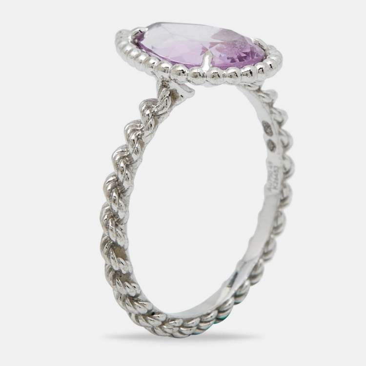 Pre Owned Boucheron Serpent Boheme  Amethyst 18k White Gold S Motif Ring Size 49