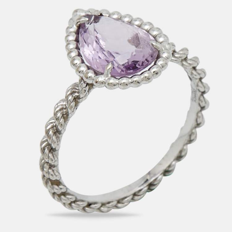 Pre Owned Boucheron Serpent Boheme  Amethyst 18k White Gold S Motif Ring Size 49