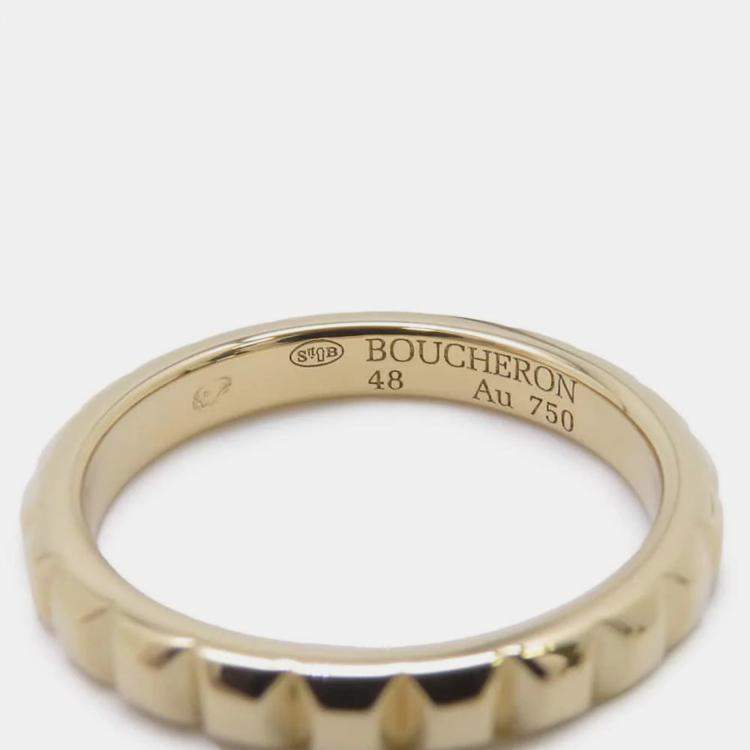 Pre Owned Boucheron 18K Yellow Gold Quatre Clou de Paris Ring EU 48