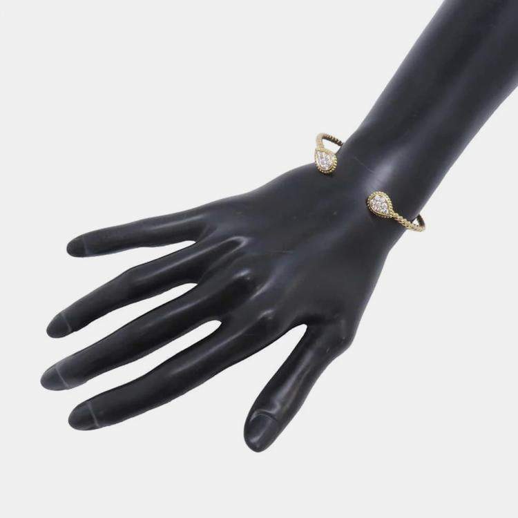 Pre Owned Boucheron 18K Yellow Gold and Diamond Serpent Boheme Twin Motif Bangle Bracelet