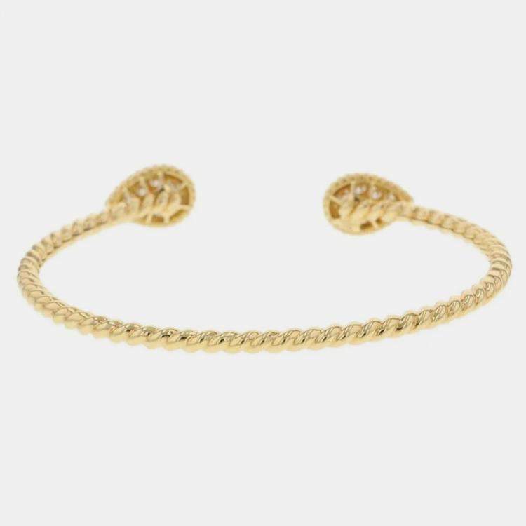 Pre Owned Boucheron 18K Yellow Gold and Diamond Serpent Boheme Twin Motif Bangle Bracelet