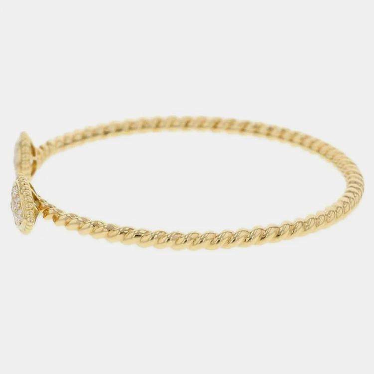 Pre Owned Boucheron 18K Yellow Gold and Diamond Serpent Boheme Twin Motif Bangle Bracelet