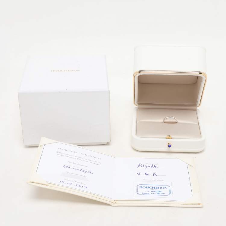 Pre Owned Boucheron Quatre White Edition Diamond Ceramic 18k White/Yellow Gold Wedding Band 56