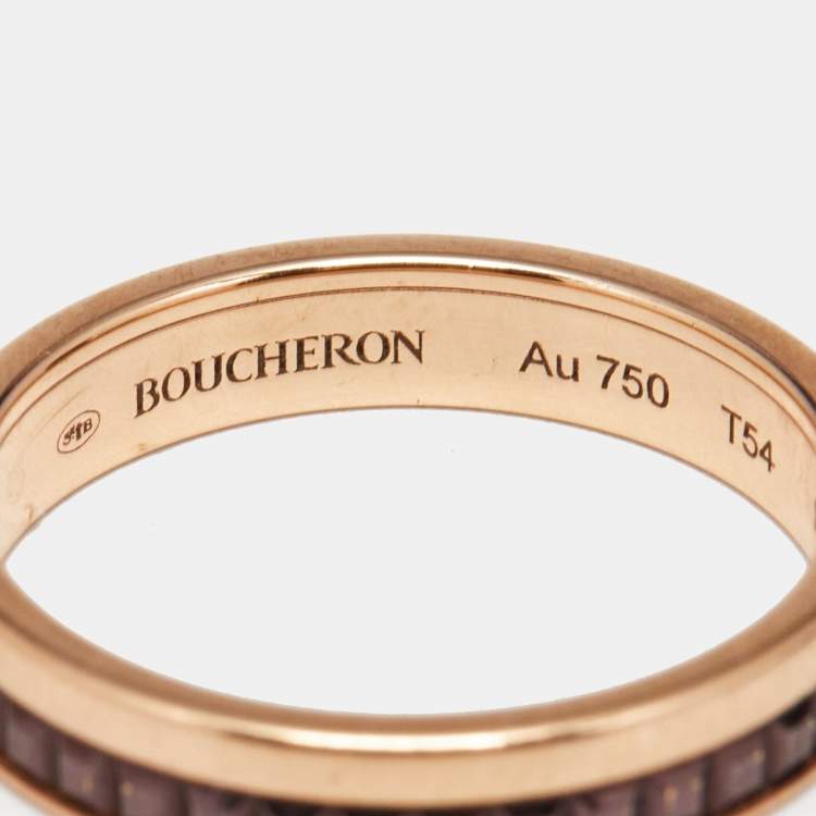 Pre Owned Boucheron Quatre Classique Brown PVD 18k Rose Gold Wedding Band Ring Size 54