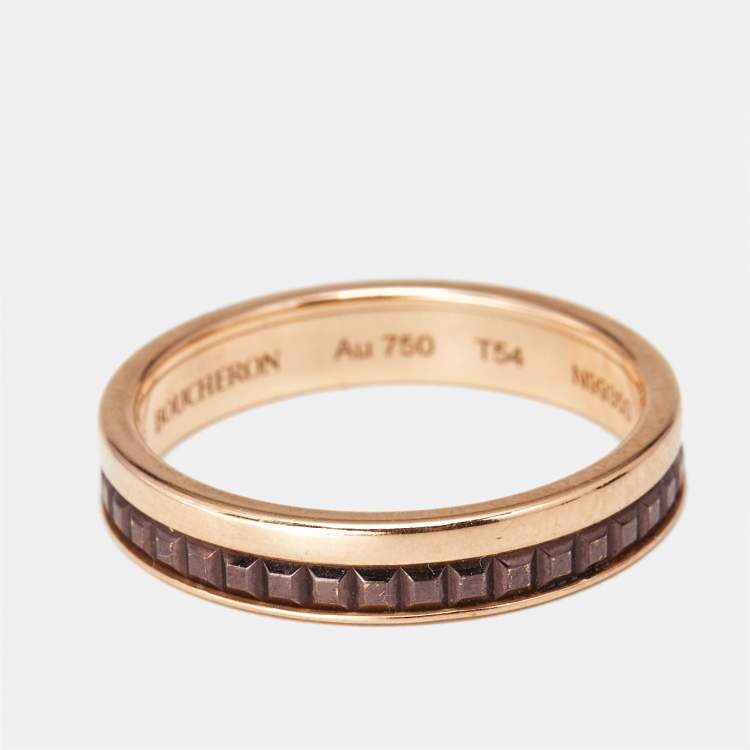 Pre Owned Boucheron Quatre Classique Brown PVD 18k Rose Gold Wedding Band Ring Size 54