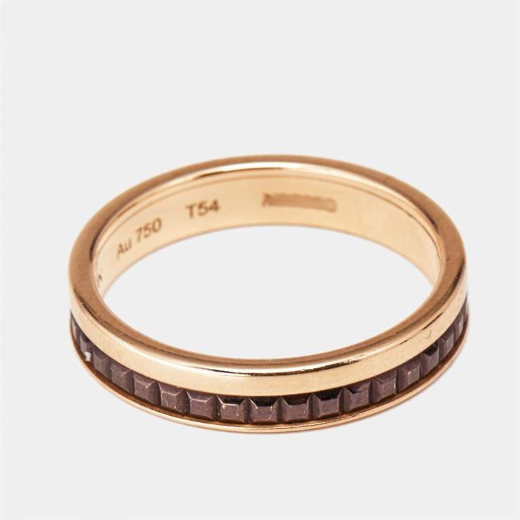 Pre Owned Boucheron Quatre Classique Brown PVD 18k Rose Gold Wedding Band Ring Size 54
