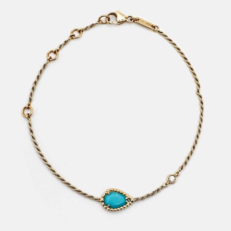 Pre Owned Boucheron Serpent Boheme Turquoise Diamond 18K Yellow Gold Bracelet