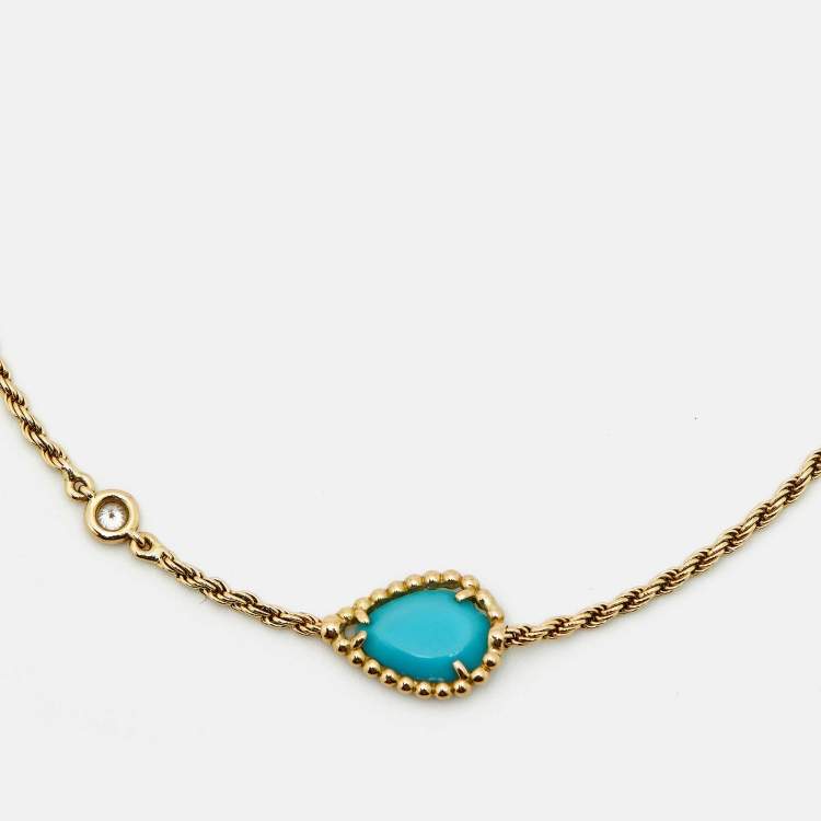 Pre Owned Boucheron Serpent Boheme Turquoise Diamond 18K Yellow Gold Bracelet