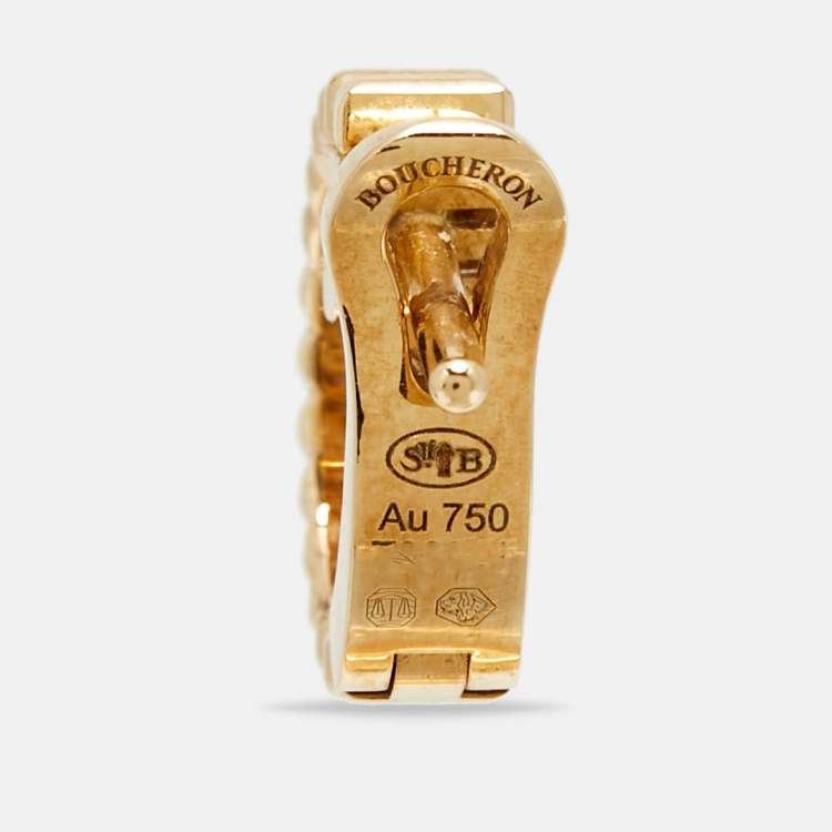 Pre Owned Boucheron Quatre Grosgrain 18k Yellow Gold Single Clip Earring