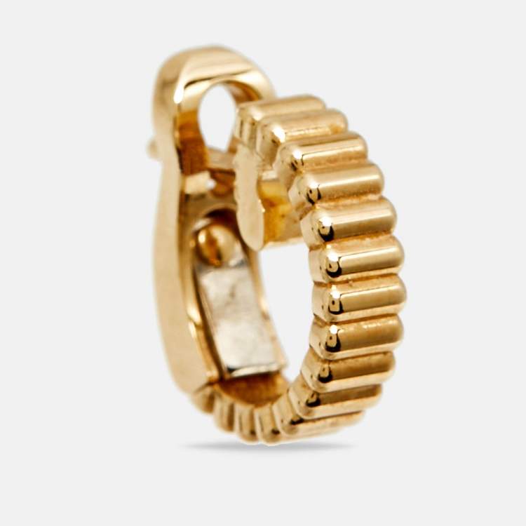 Pre Owned Boucheron Quatre Grosgrain 18k Yellow Gold Single Clip Earring