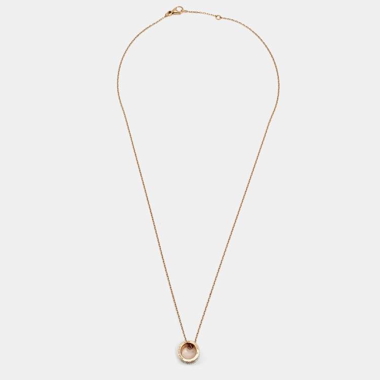 Pre Owned Boucheron Quatre Classique PVD Diamonds 18k Three Tone Gold Large Model Necklace