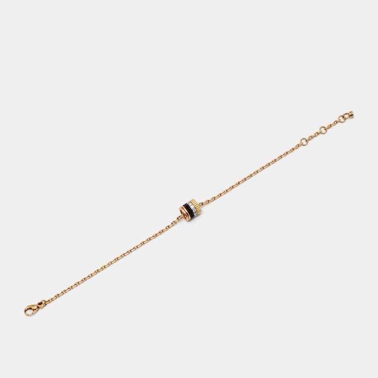 Pre Owned Boucheron Quatre Classique PVD Diamonds 18k Three Tone Gold Bracelet