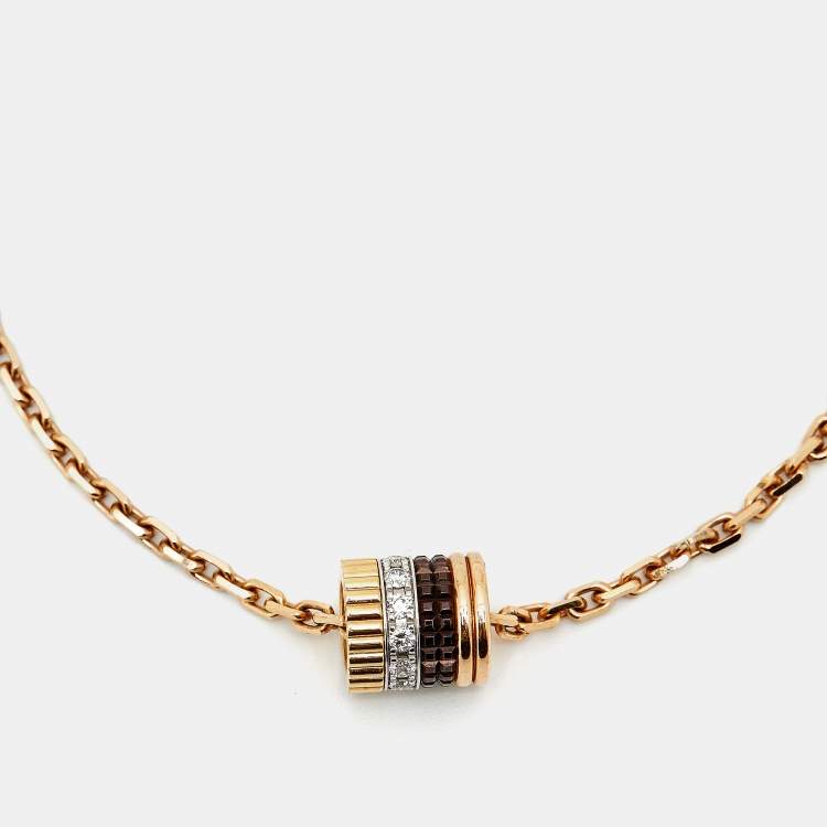 Pre Owned Boucheron Quatre Classique PVD Diamonds 18k Three Tone Gold Bracelet