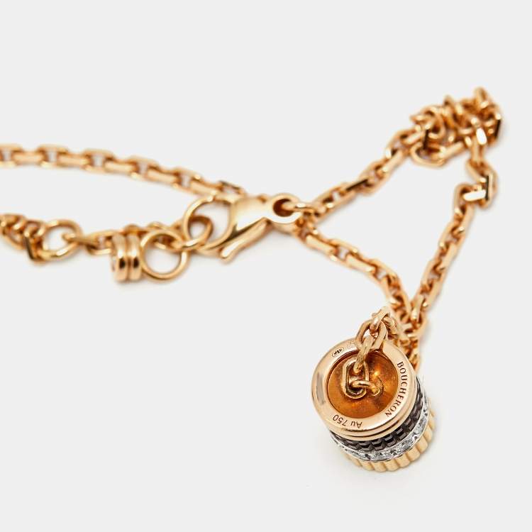 Pre Owned Boucheron Quatre Classique PVD Diamonds 18k Three Tone Gold Bracelet