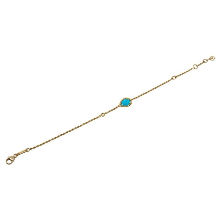 Pre Owned Boucheron Serpent Boheme Turquoise Diamond 18K Yellow Gold Bracelet