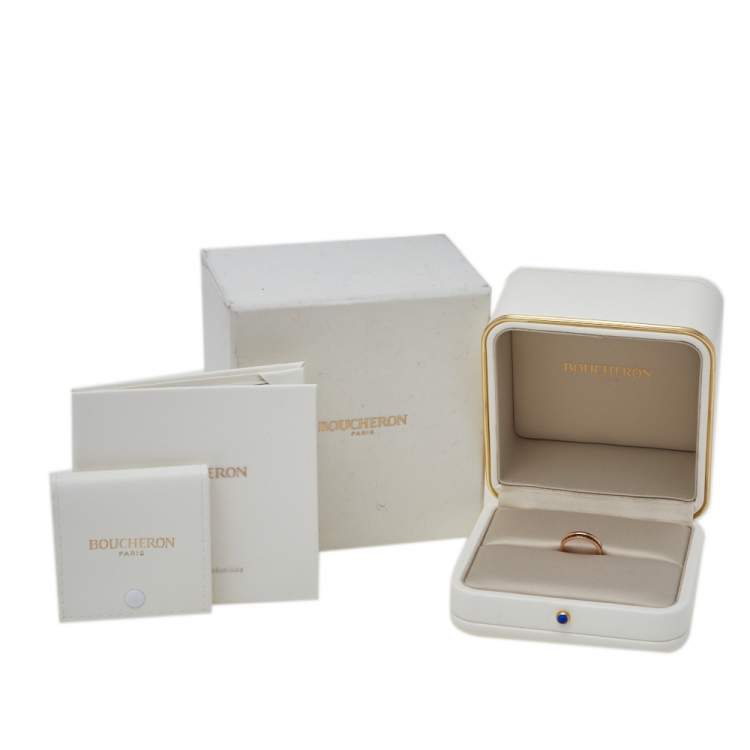 Pre Owned Boucheron Quatre Classique Brown PVD 18K Rose Gold Wedding Band Ring Size 48