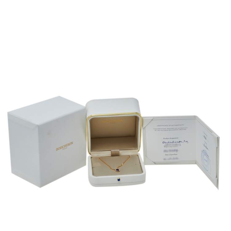 Pre Owned Boucheron Serpent Bohème Lapis Lazuli Diamond 18K Yellow Gold Pendant Necklace XS