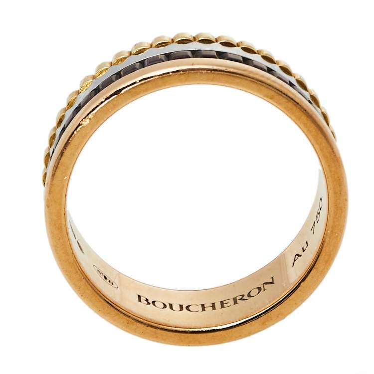 Pre Owned Boucheron Quatre Classique 18K Three Tone Gold Small Ring 49