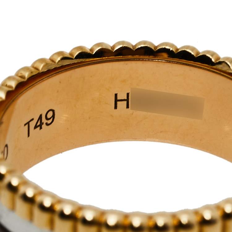 Pre Owned Boucheron Quatre Classique 18K Three Tone Gold Small Ring 49