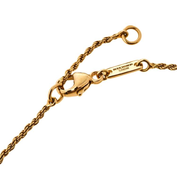 Pre Owned Boucheron Serpent Boheme Diamond Mother of Pearl 18K Yellow Gold Pendant Necklace XS
