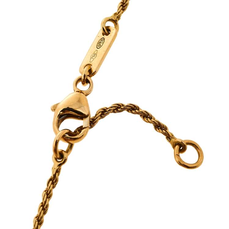 Pre Owned Boucheron Serpent Boheme Diamond Mother of Pearl 18K Yellow Gold Pendant Necklace XS