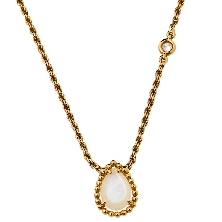Pre Owned Boucheron Serpent Boheme Diamond Mother of Pearl 18K Yellow Gold Pendant Necklace XS