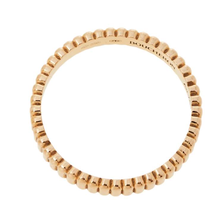 Pre Owned Boucheron Grosgrain 18K Rose Gold Wedding Band Ring Size 56