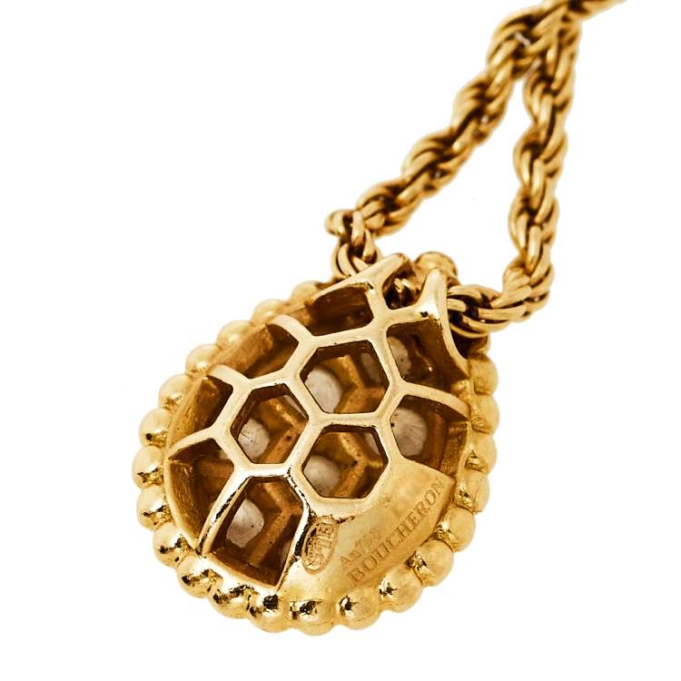 Pre Owned Boucheron Serpent Boheme Diamond 18K Yellow Gold S Motif Necklace