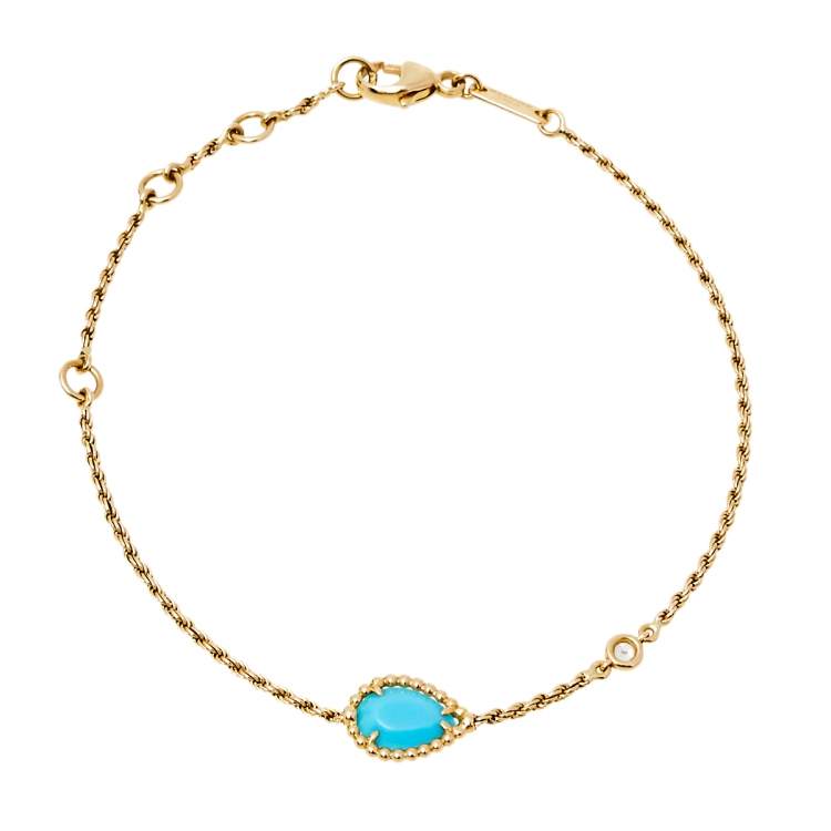 Pre Owned Boucheron Serpent Bohème Turquoise 18K Yellow Gold Bracelet