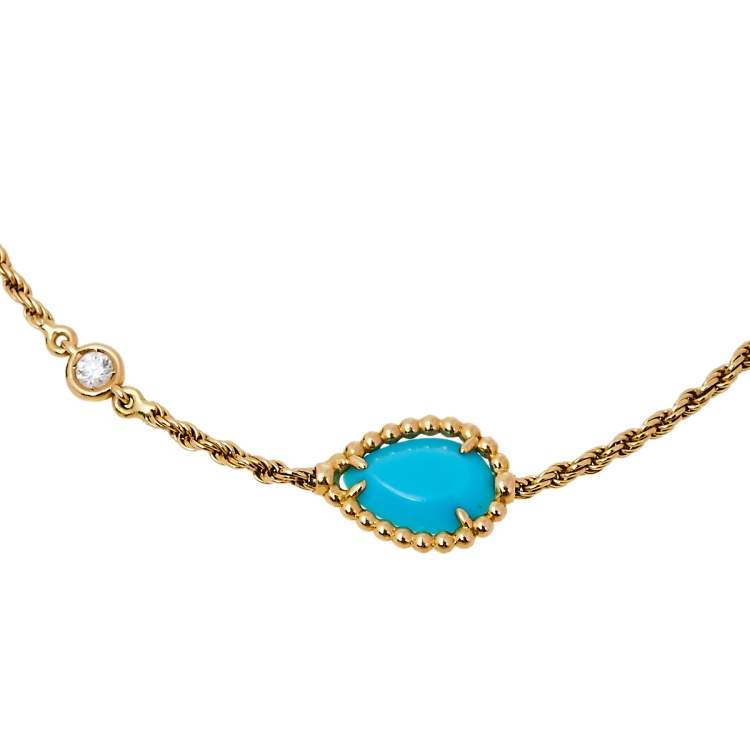 Pre Owned Boucheron Serpent Bohème Turquoise 18K Yellow Gold Bracelet