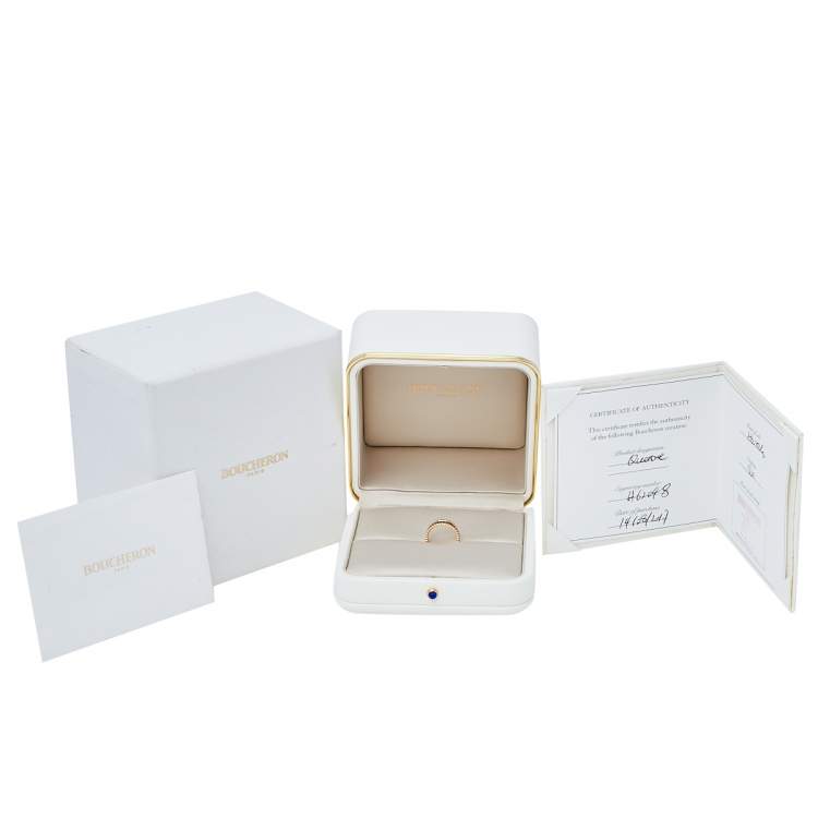 Pre Owned Boucheron Quatre Classique 18K Three Tone Gold Brown PVD Large Band Ring Size 47