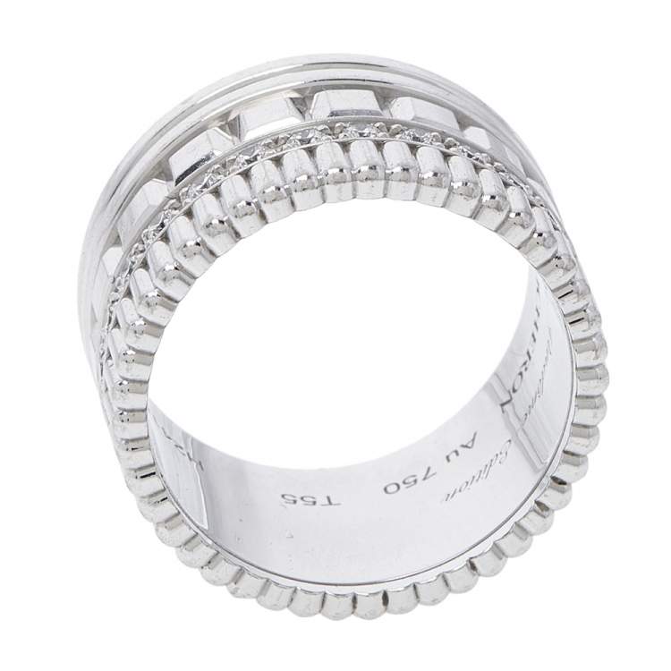 Pre Owned Boucheron Quatre Radiant Edition Diamond 18K White Gold Wide Band Ring 55