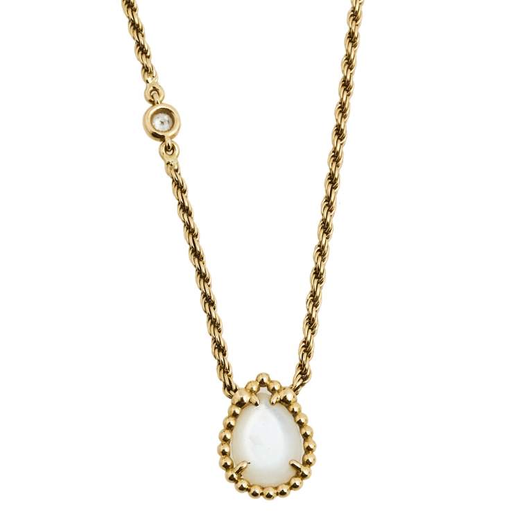 Pre Owned Boucheron Serpent Boheme Mother of Pearl Diamond 18k Yellow Gold Pendant Necklace XS