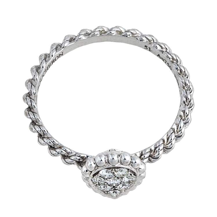 Pre Owned Boucheron Serpent Boheme DIamond 18K White Gold XS Motif Ring Size 51