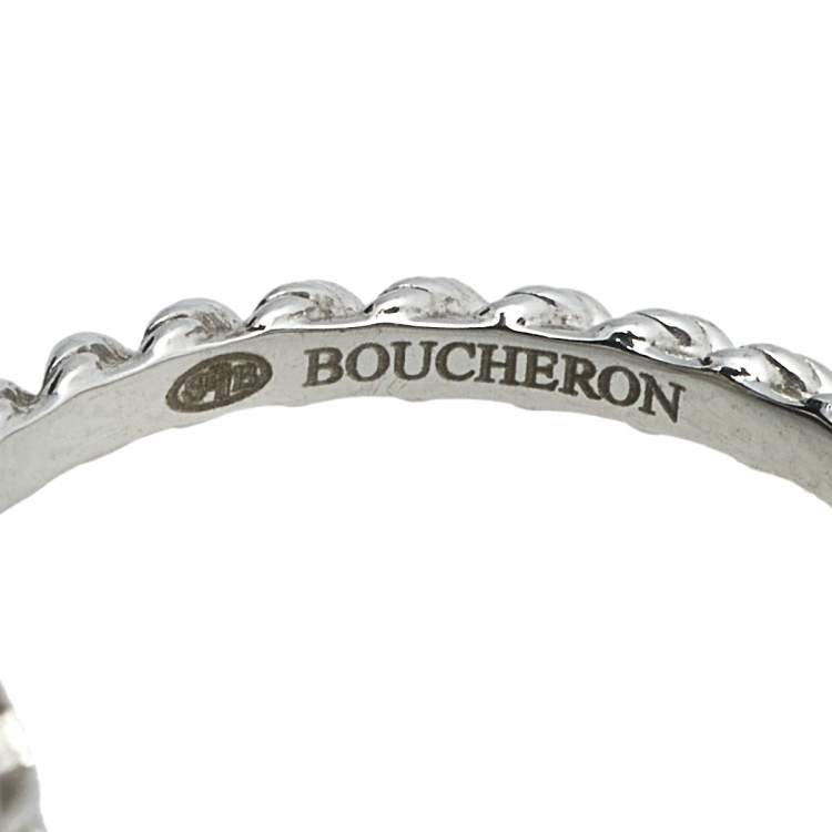 Pre Owned Boucheron Serpent Boheme DIamond 18K White Gold XS Motif Ring Size 51