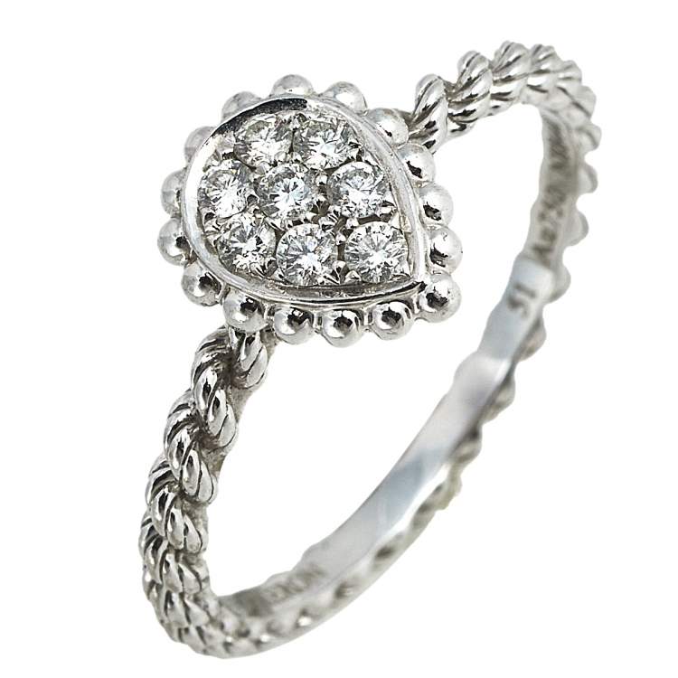 Pre Owned Boucheron Serpent Boheme DIamond 18K White Gold XS Motif Ring Size 51