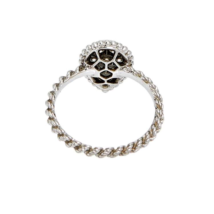 Pre Owned Boucheron Serpent Boheme Diamond 18K White Gold S Motif Ring Size 53