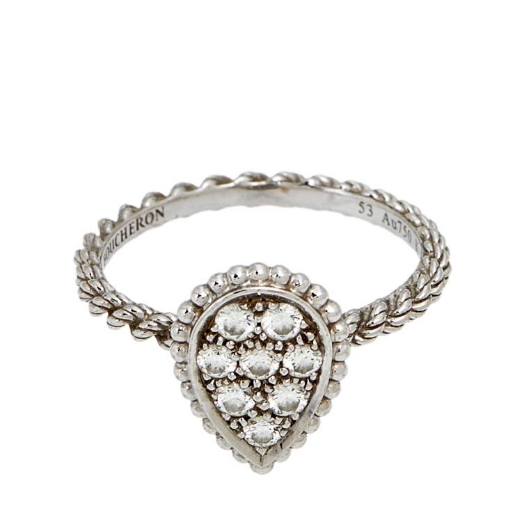 Pre Owned Boucheron Serpent Boheme Diamond 18K White Gold S Motif Ring Size 53