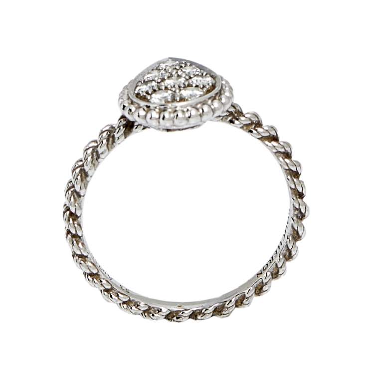 Pre Owned Boucheron Serpent Boheme Diamond 18K White Gold S Motif Ring Size 53