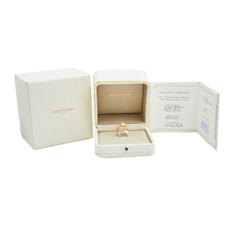 Pre Owned Boucheron Serpent Boheme Toi et Moi S Motif Diamond 18k Yellow Gold Ring Size 52