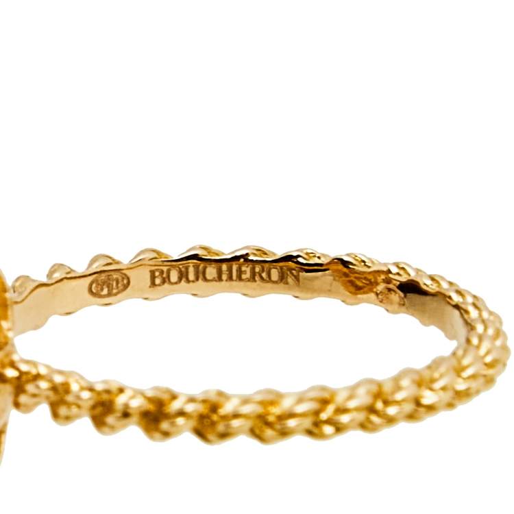 Pre Owned Boucheron Serpent Boheme S Motif Diamond and Rhodolite Garnet 18k Rose Gold Set of 2 Rings Size 52