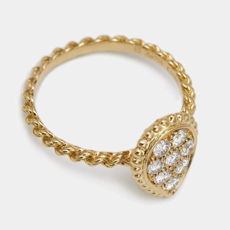 Pre Owned Boucheron Serpent Boheme Diamond 18k Yellow Gold S Motif Ring Size 52